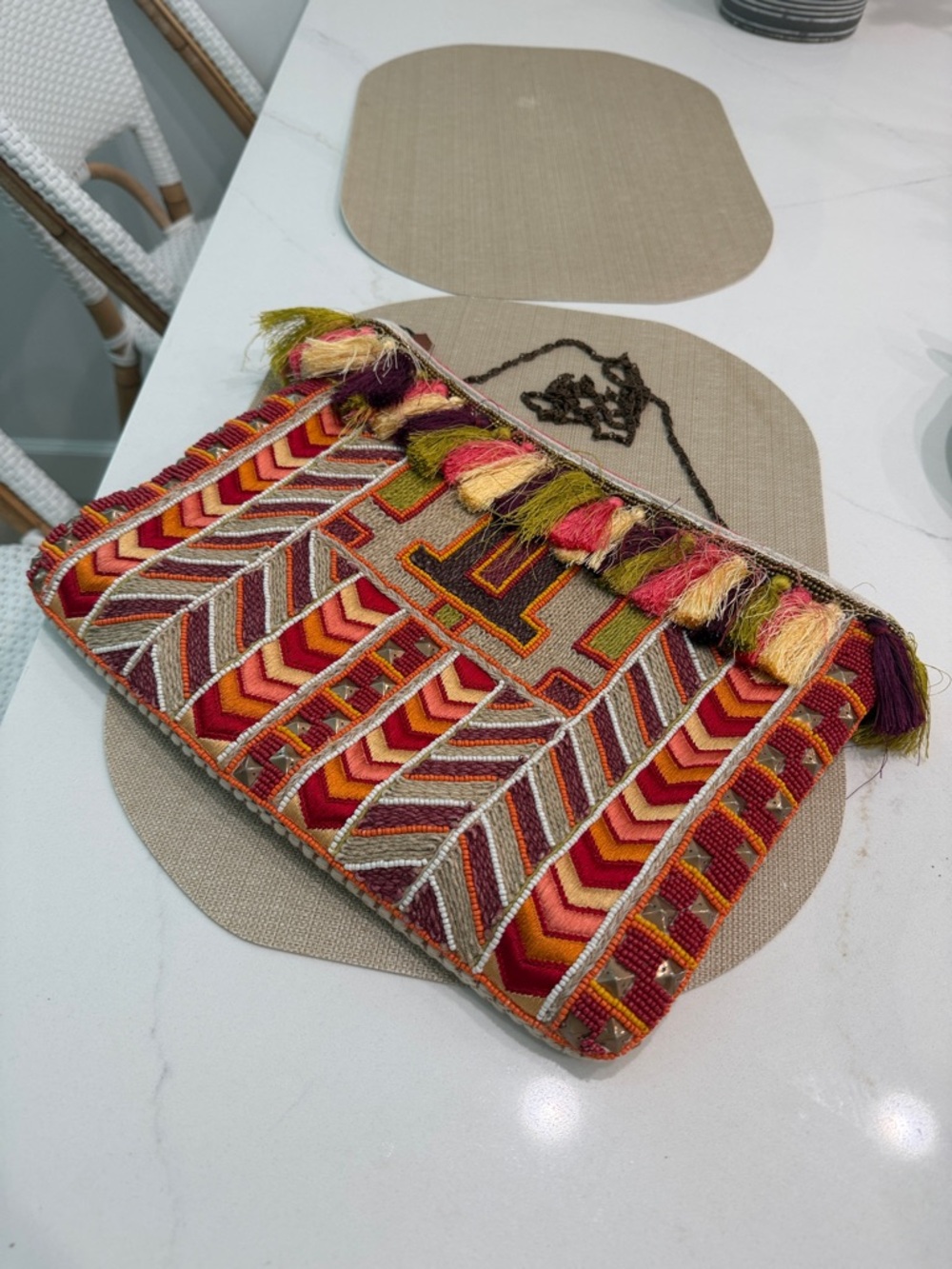 Steven By Steve Madden Red Orange Multicolor Embroidered Crossbody Bag